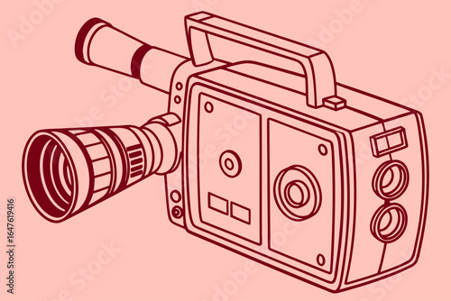 Vector art of vintage video camera illustration in retro style perfect for graphic design projects and creative visual content creation