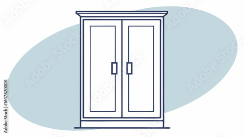 Vector illustration of a stylish wardrobe with double doors in a contemporary design