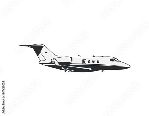 Minimalist vector of a small private jet silhouette.