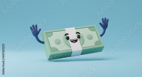 Animated money stack with smiling face