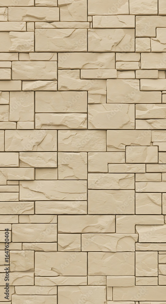 Obraz premium Beige rectangular stone brick wall