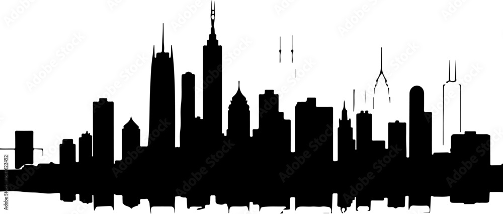 Naklejka premium World Landmark City Skyline Silhouette – Global Urban Vector Art