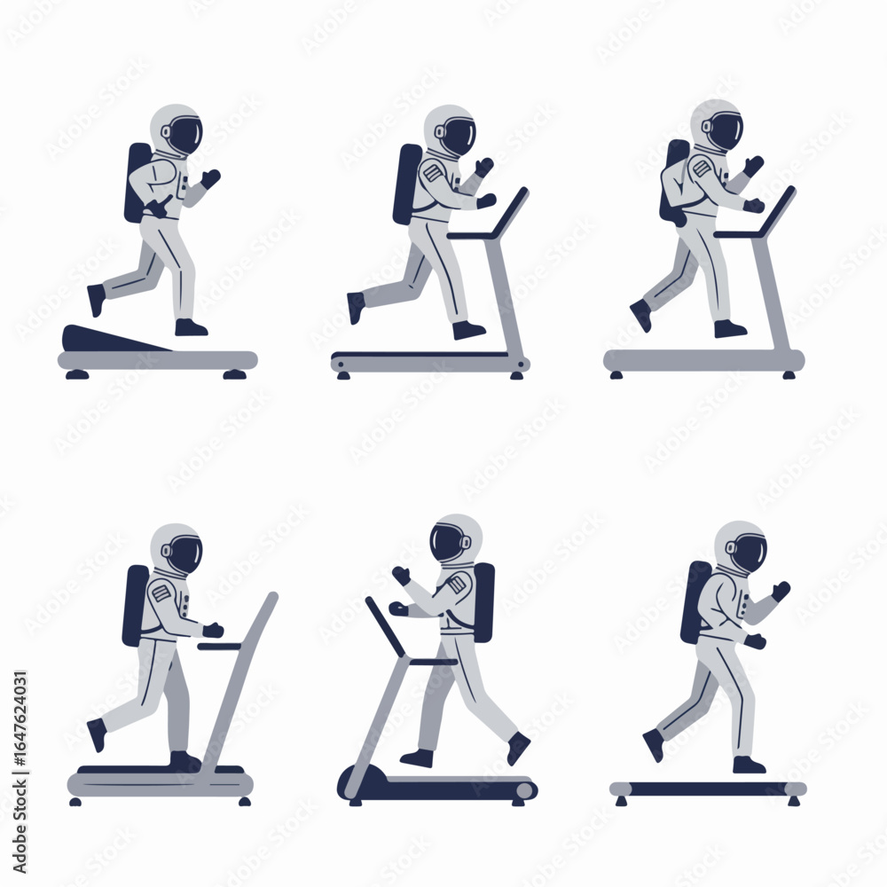 Obraz premium Space Training Regimen: Astronauts Engaging in Treadmill Workouts for Physical Fitness and Mission Preparation.