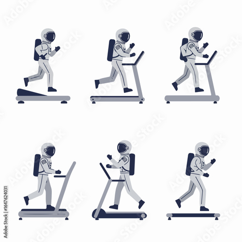 Space Training Regimen: Astronauts Engaging in Treadmill Workouts for Physical Fitness and Mission Preparation.