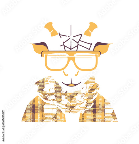 Stylish giraffe with sunglasses and scarf illustration