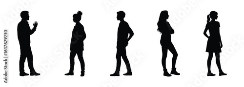 Silhouettes of Children standing vector isolated on white background