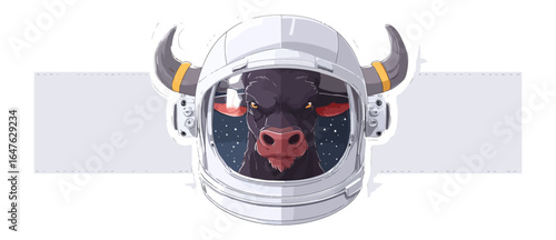 Bull in space helmet illustration vector art