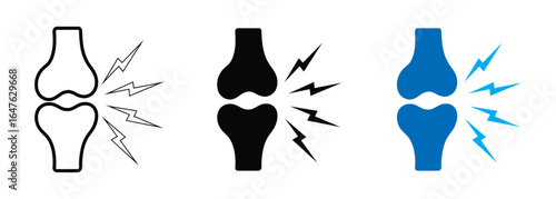 Joint pain icon set vector isolated on white background