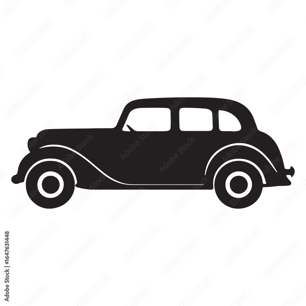 Obraz premium Vintage Car Silhouette for Classic Automobile and Retro Designs