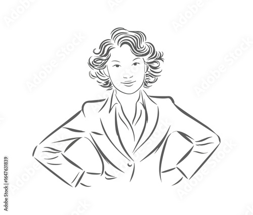 Gray scale woman portrait illustration