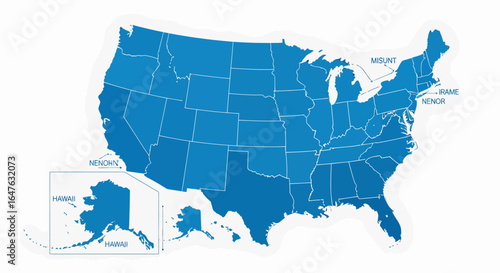 United States map in modern blue design, perfect for travel, business, and educational use
