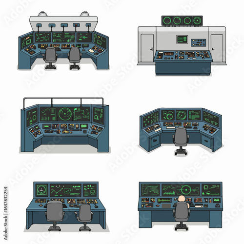 Astronauts working on various tasks inside a space station, interacting with control panels and advanced technology, illustrating space exploration and scientific research.