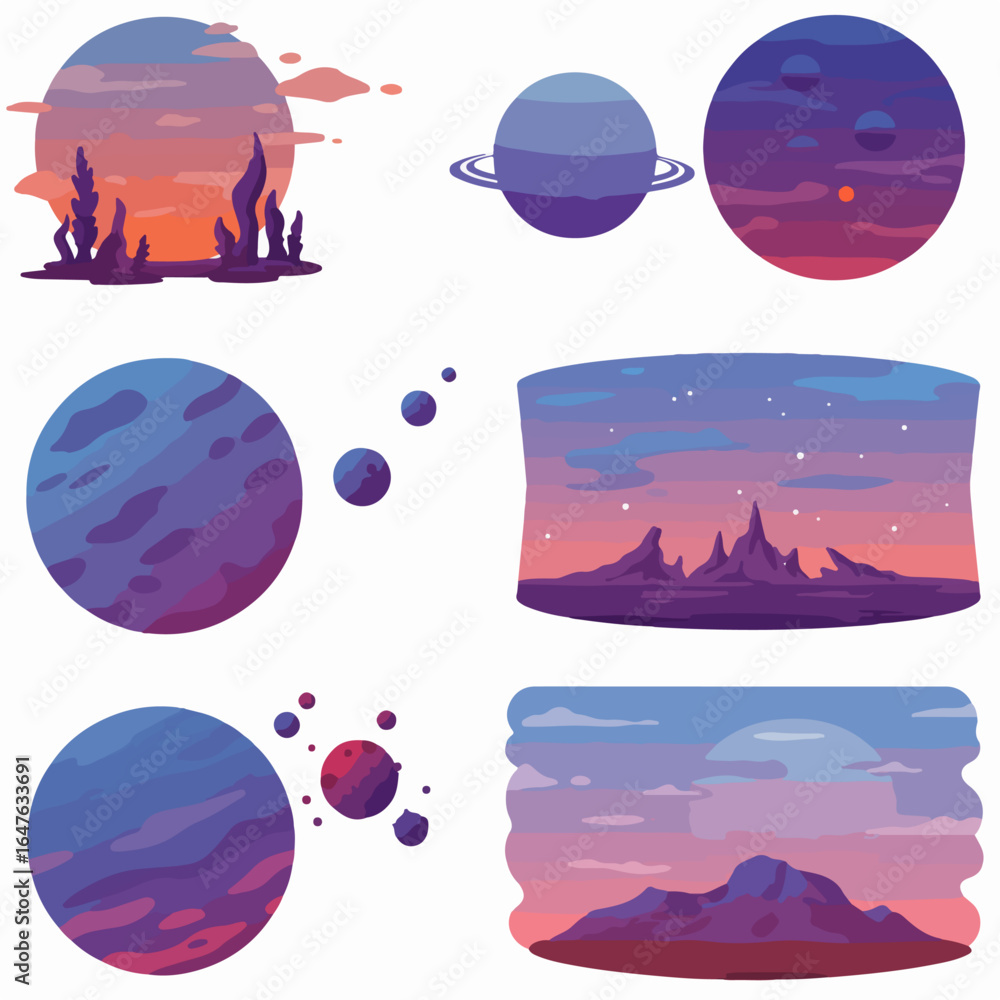 Naklejka premium Vector illustration of moon phases with craters on a white background, depicting the various stages of the lunar cycle from new moon to full moon.