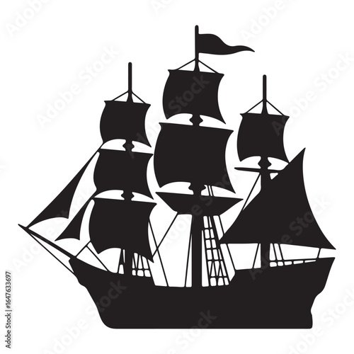 Vintage Sailboat Silhouette for Classic Nautical Design Themes