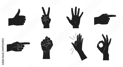 Hand gestures conveying approval, peace, and other positive communication symbols