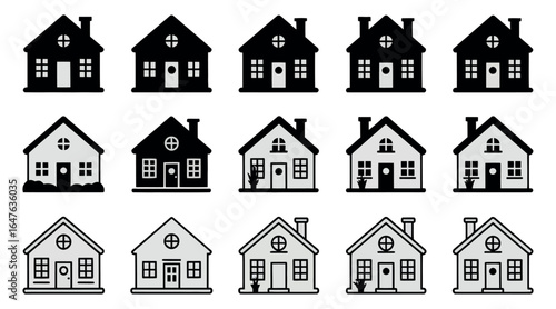 Minimalist Home Icon Collection Bundle for Real Estate and Property Services icon illustration design.