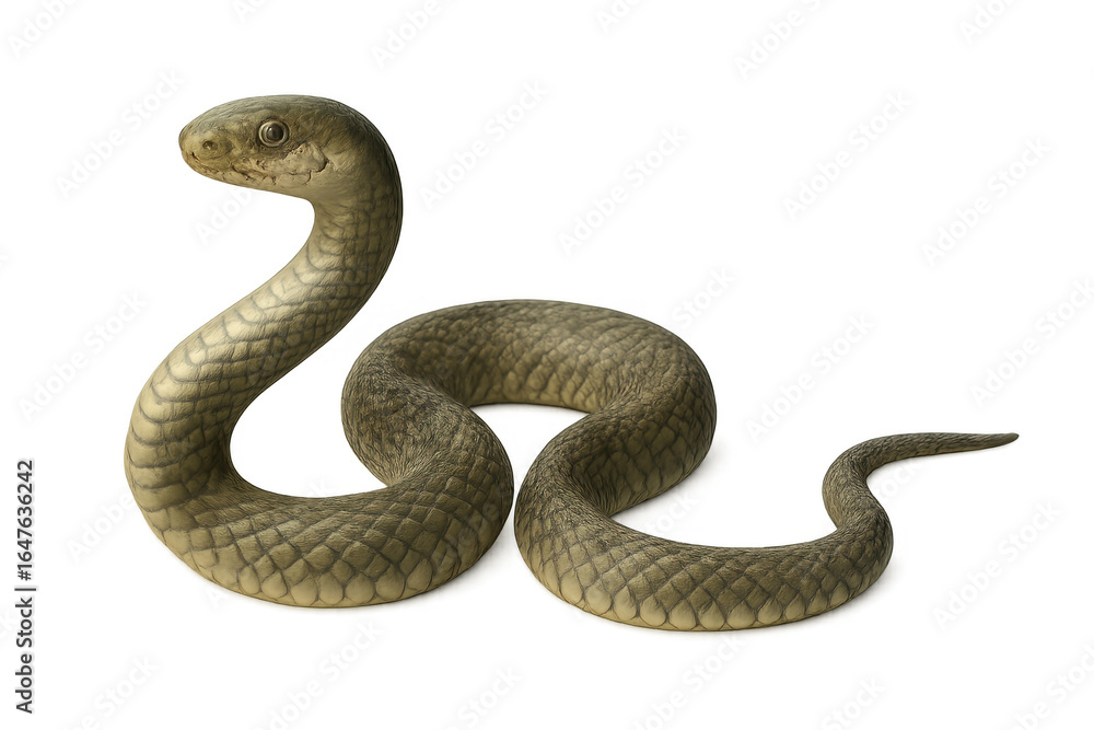 Fototapeta premium Majestic snake posing on transparent background, showing its scaly skin
