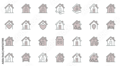 Minimalist Home Icon Collection Bundle for Real Estate and Property Services icon illustration design.