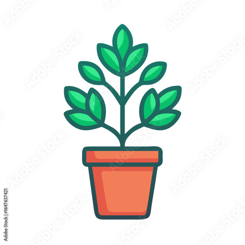 Potted Plant Icon: A simple flat illustration of a plant in a pot