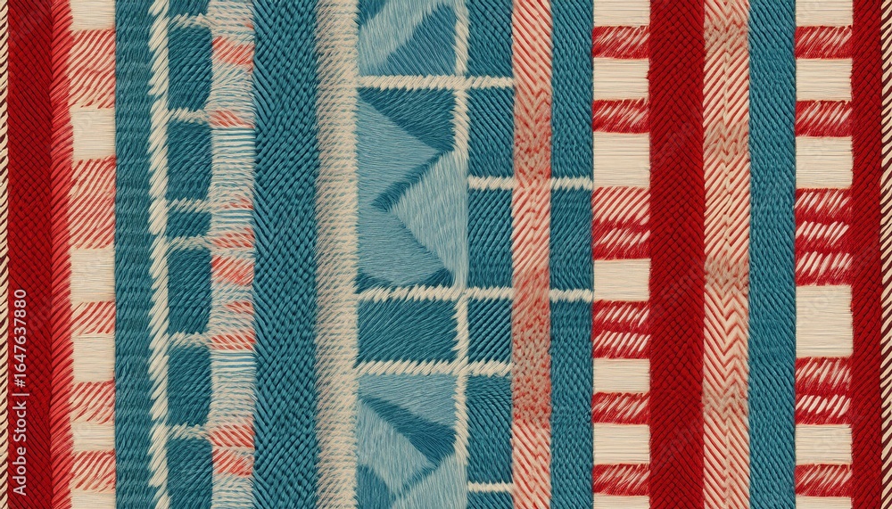 seamless pastel blue red tweed tapestry pattern