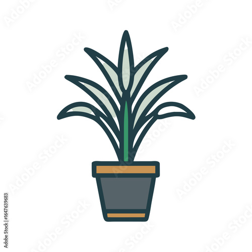 Potted Plant Graphic Illustration on Black Background for Commercial and Creative Uses
