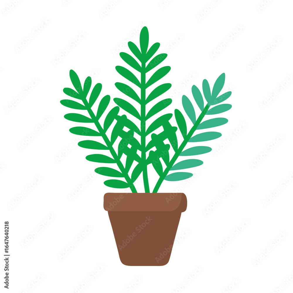 Fototapeta premium Vibrant potted plant illustration with simple flat design against a black background