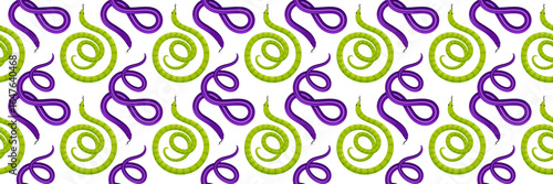 Funny seamless pattern with bright multicolored snakes