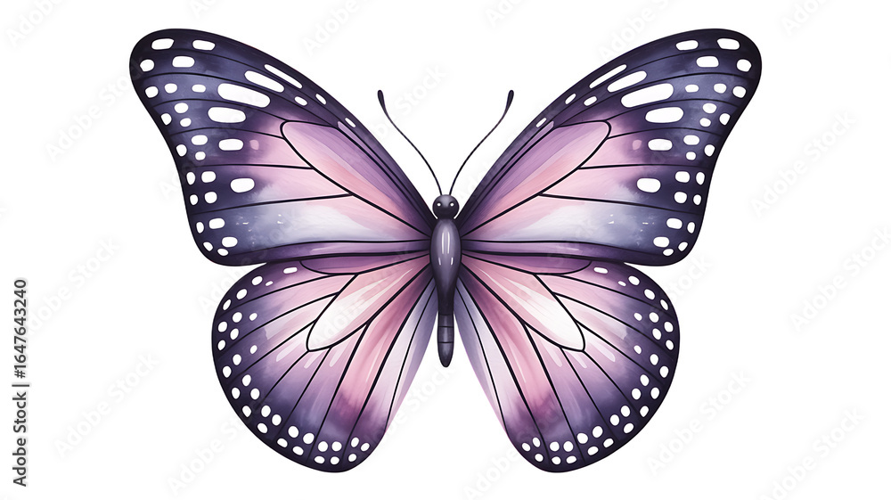 Obraz premium A Beautifully Drawn Purple And Pink Butterfly With Intricate Wing Patterns And White Dots, transparent background