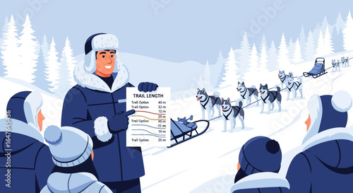 Dog Sledding Adventure Presentation In Snowy Landscape Winter Fun