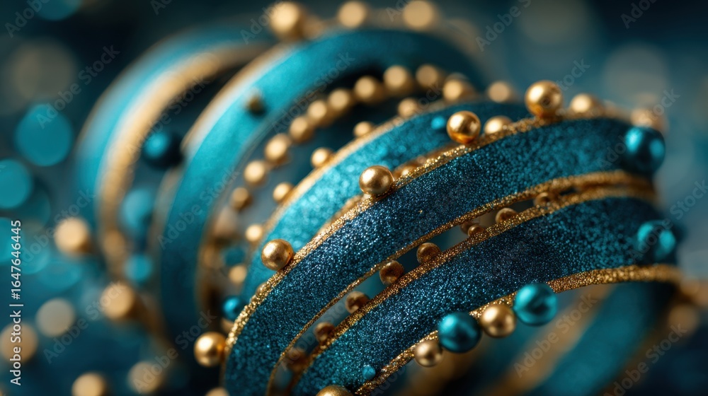 Fototapeta premium Elegant Blue and Gold Decorative Elements for Festive Celebration