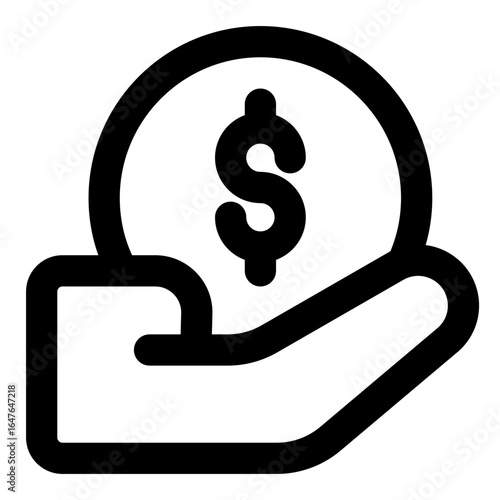 Hand Receiving Dollar Coin Icon