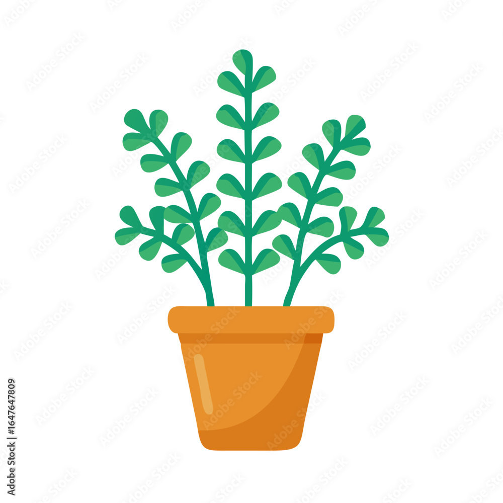Fototapeta premium Stylized green potted plant against black background ideal for graphic design
