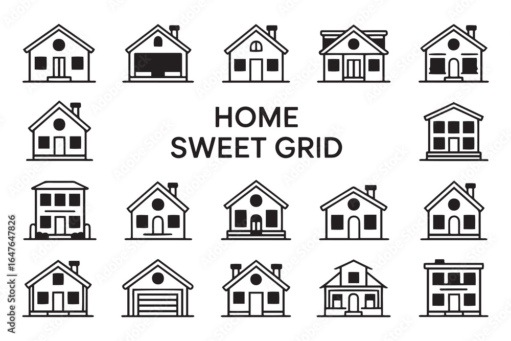 Fototapeta premium Smart Sweet Home Vector Icon Set with Modern Flat Design on White Background.