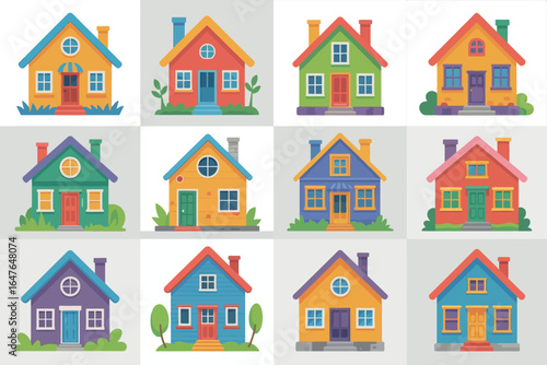 Smart Sweet Home Vector Icon Set with Modern Flat Design on White Background.