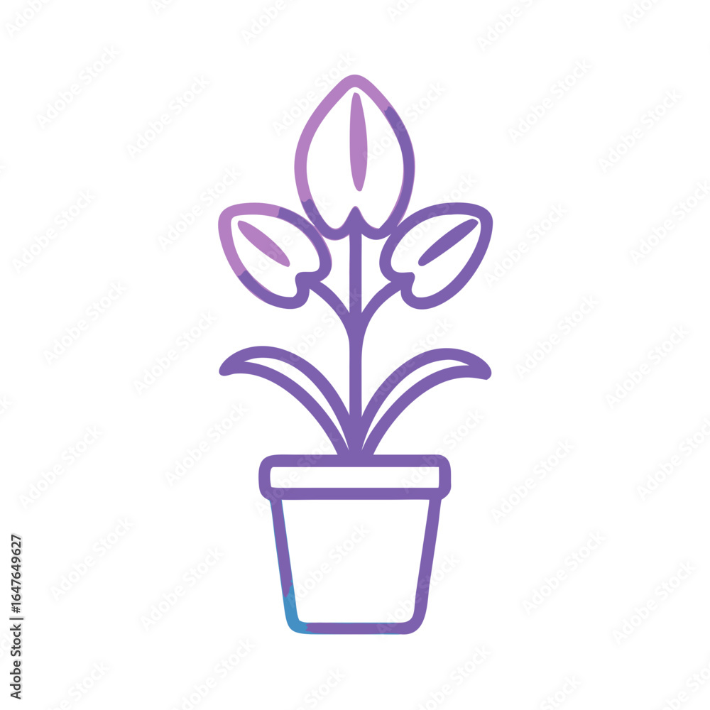 Obraz premium Stylized indoor plant in decorative pot against a black background illustration