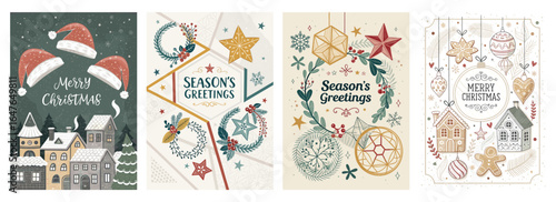 A festive collection of holiday cards featuring cheerful designs and warm colors for Christmas celebrations.