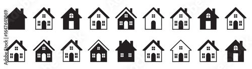 Smart Sweet Home Vector Icon Set with Modern Flat Design on White Background.
