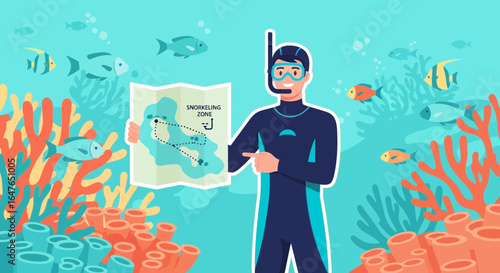 Snorkeling Guide Explains the Underwater Route Over Colorful Coral Reefs