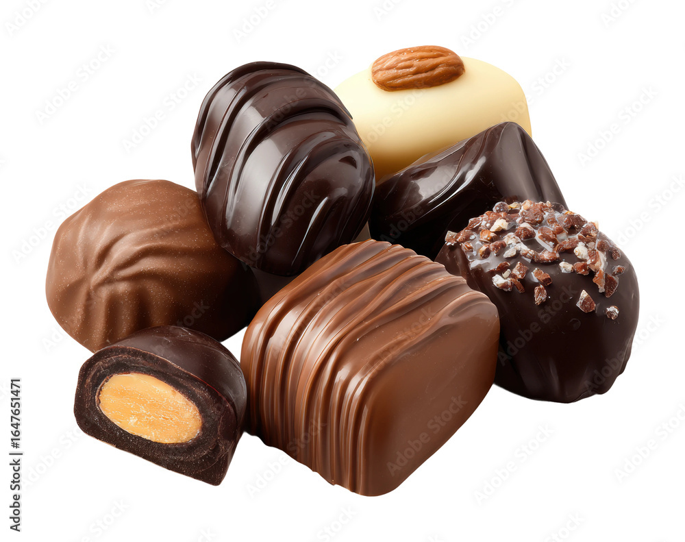 Fototapeta premium Delicious chocolate assortment gourmet store food indulgence isolated on transparent background