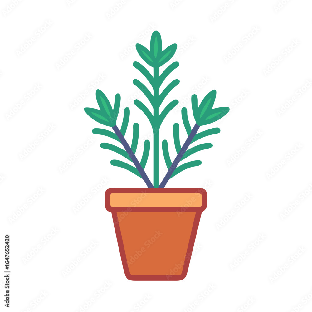Obraz premium Stylized potted plant illustration isolated on black background perfect for design elements