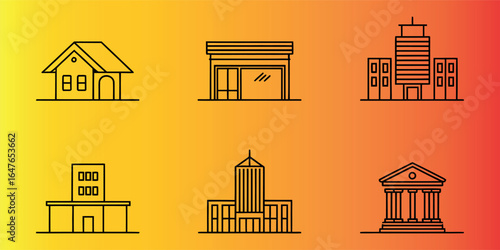 Smart Home and Property Icon Bundle Design. Set for Real Estate Business house icon on white background.