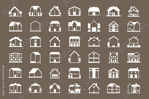 Smart Home and Property Icon Bundle Design. Set for Real Estate Business house icon on white background.