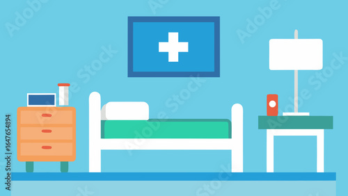 flat design hospital room bed monitor