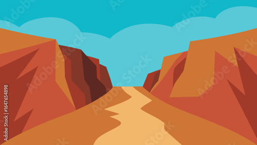 flat design hiking trail rocky canyon