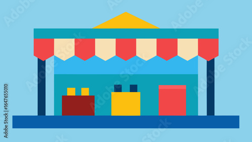 flat design marketplace colorful stalls