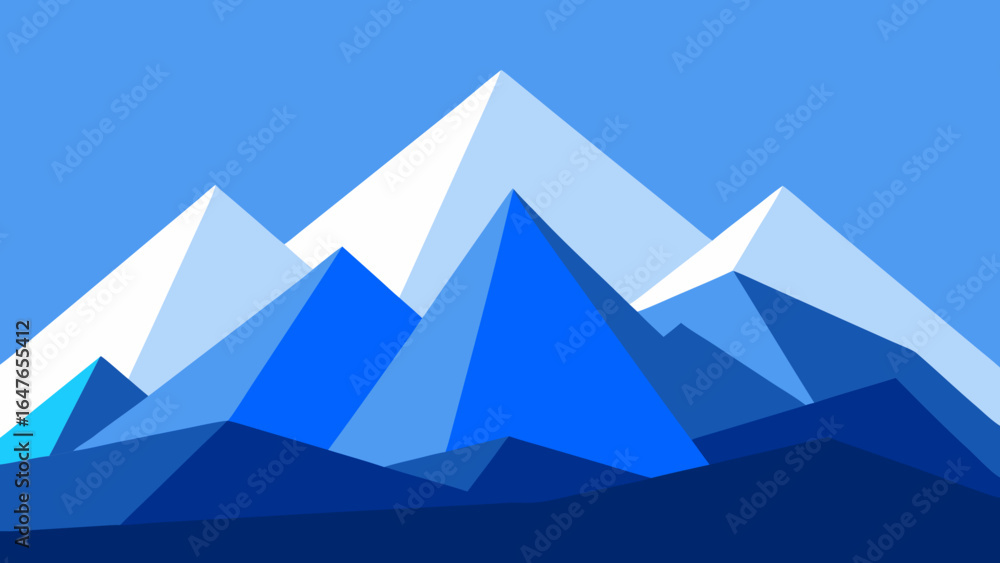 flat design winter mountain peaks layered blue flat design winter mountain peaks layered blue