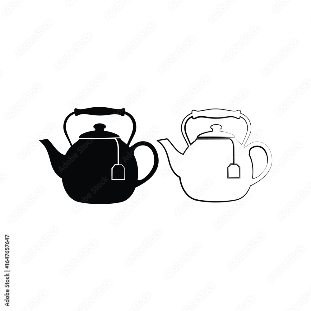 Obraz premium Teapot Icon Black and White Silhouette Clipart for Websites and Designs