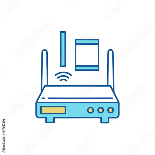 Modern wireless router connecting devices for internet access