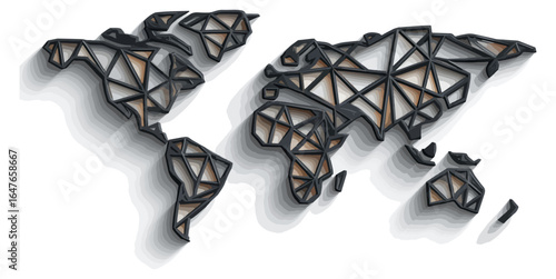 World map design with geometric style