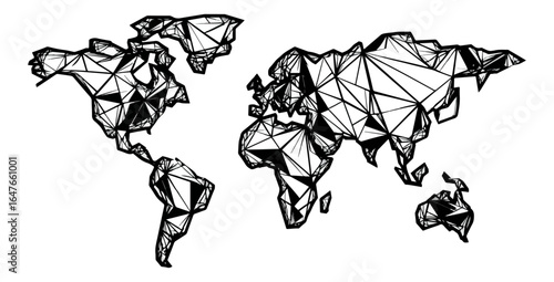 Abstract world map geometric polygonal design